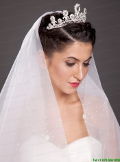 Fashionable Alloy Tiara With Floral Shaped Beading Accents