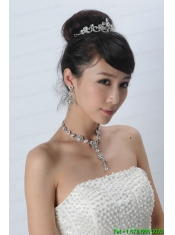 Fashionable Rhinestone Ladies Necklace and Tiara Jewelry Set