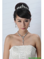 Fashionable Rhinestone Ladies Necklace and Tiara Jewelry Set