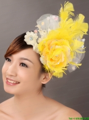 Feather Appliques Yellow Special Occasion Fascinators