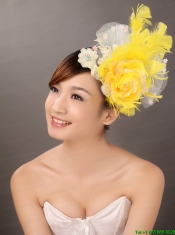 Feather Appliques Yellow Special Occasion Fascinators