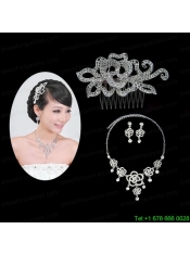 Gorgeous Alloy With Rhinestone Ladies' Necklace and Head piece