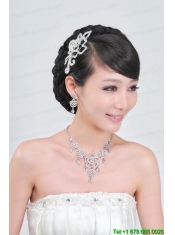 Gorgeous Alloy With Rhinestone Ladies' Necklace and Head piece