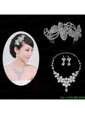 Gorgeous Alloy With Rhinestone Ladies' Necklace and Headpiece