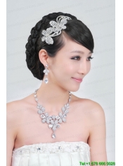 Gorgeous Alloy With Rhinestone Ladies' Necklace and Headpiece