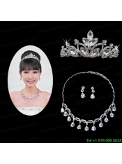 Gorgeous Alloy With Rhinestone Ladies' Necklace and Tiara