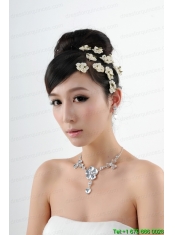 Gorgeous Dazzling Rhinestone Jewelry Set Necklace And Headflower