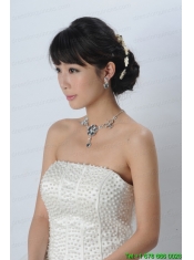 Gorgeous Dazzling Rhinestone Jewelry Set Necklace And Headflower