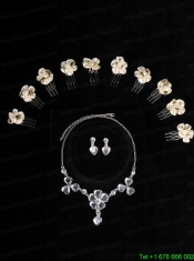 Gorgeous Dazzling Rhinestone Jewelry Set Necklace And Headflower
