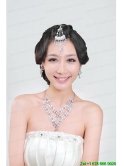 Gorgeous Rhinestone Wedding Jewelry Set Including Necklace And Headpiece