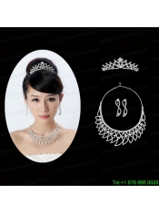 High Quality Rhinestone Bridal Jewelry Set Including Necklace and Tiara
