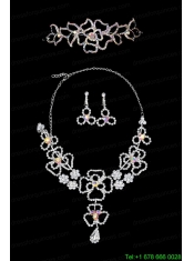 Intensive Flower Dazzling Crystal Jewelry Set Including Necklace And Tiara