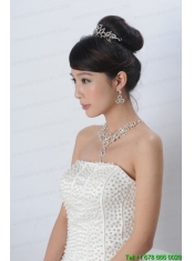 Intensive Flower Dazzling Crystal Jewelry Set Including Necklace And Tiara