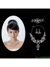 Intensive Flower Dazzling Crystal Jewelry Set Including Necklace And Tiara