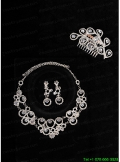 Intensive Flowers Beaded Necklace Tiara and Earrings Jewelry Set