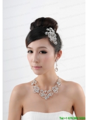 Intensive Flowers Beaded Necklace Tiara and Earrings Jewelry Set