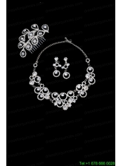 Intensive Flowers Beaded Necklace Tiara and Earrings Jewelry Set
