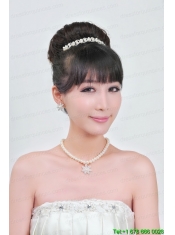 Ivory Pearl Two Piece Ladies Necklace and Tiara Jewelry Set