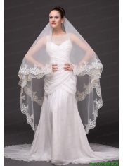 Lace Appliques Tulle Bridal Veils For Wedding