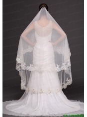 Lace Appliques Tulle Bridal Veils For Wedding