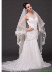 Lace Appliques Tulle Bridal Veils For Wedding