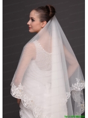 Lace Appliques Tulle Bridal Veils For Wedding