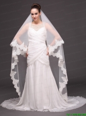 Lace Over Bridal Veil Two-tier For Wedding