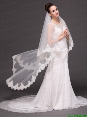 Lace Over Bridal Veil Two-tier For Wedding