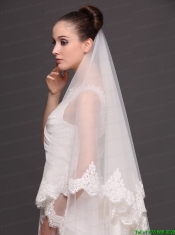 Lace Over Bridal Veil Two-tier For Wedding