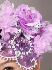 Lavender Organza Rhinestone Wedding Fascinators