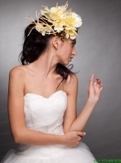 Light Yellow Hand Made Flowers Beaded Headpieces