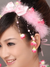 Lovely Pink Bowknot Feather Wedding Fascinators