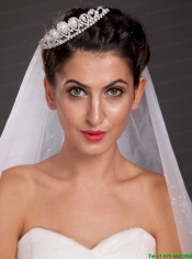 Lovely Tiara With Beading and Drop Pearl Decorate