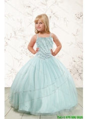 Luxurious Beading and Ruffles Little Girl Pageant Dress in Aqua Blue