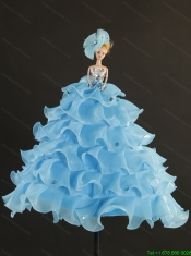Luxurious Beading and Ruffles Little Girl Pageant Dress in Aqua Blue