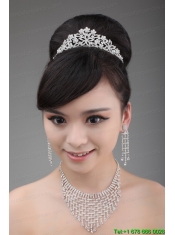 Luxurious Pearl and Alloy Dignified Ladies' Tiara and Necklace