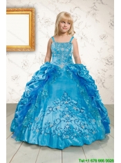 Luxurious Ruffles and Pick Ups Little Girl Pageant Dress in Blue