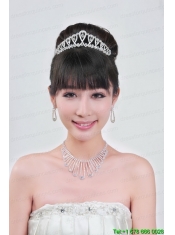 Magnificent Alloy With Rhinestone Ladies' Necklace and Tiara