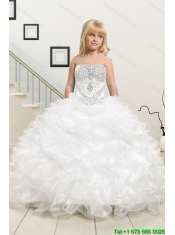 Most Popular Beading and Ruffles White Little Girl Pageant Dress