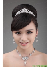 Multi Color Alloy Crystal Jewelry Set Including Necklace and Tiara