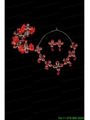 Mysterious Red Intensive Flowe Necklace  And Headflower