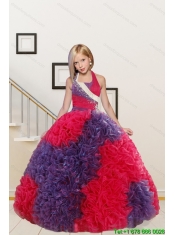 New Arrival Straps Ball Gown Multi-color Flower Girl Dress with Beading and Ruffles