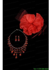 Nice Crystal Fabric Head Flower and Necklace