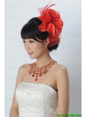 Nice Crystal Fabric Head Flower and Necklace