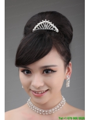 Pearl Wedding Jewelry Set Including Necklace  Earrings And Crown