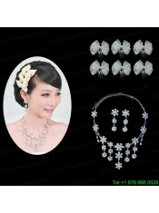 Pretty Alloy With Rhinestone Engagement Jewelry Set Including Necklace And Headpiece