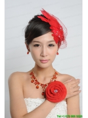 Red Crystals Alloy Plated Necklace And Earrings Jewelry Set