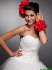 Red Taffeta Hand Made Flowers Headpieces and Wrist Corsage