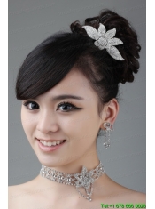 Round shaped Alloy and Rhinestone Dignified Ladies' Necklace and Crown