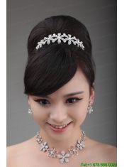 Shining Rhinestone Wedding Jewelry Set Including Crown Necklace And Earrings